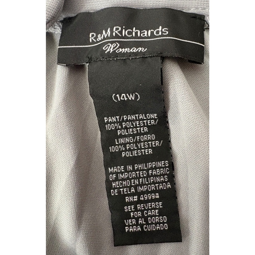 R&M Richards 2 Pc Metallic Pantsuit Set Silver Gray Plus 14W Formal Evening‎ MOB - Picture 5 of 16